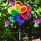 In the Breeze Mylar Rainbow Sparkle Double Flower Spinner - Colorful and Sparkly Wind Spinner for your Yard and Garden